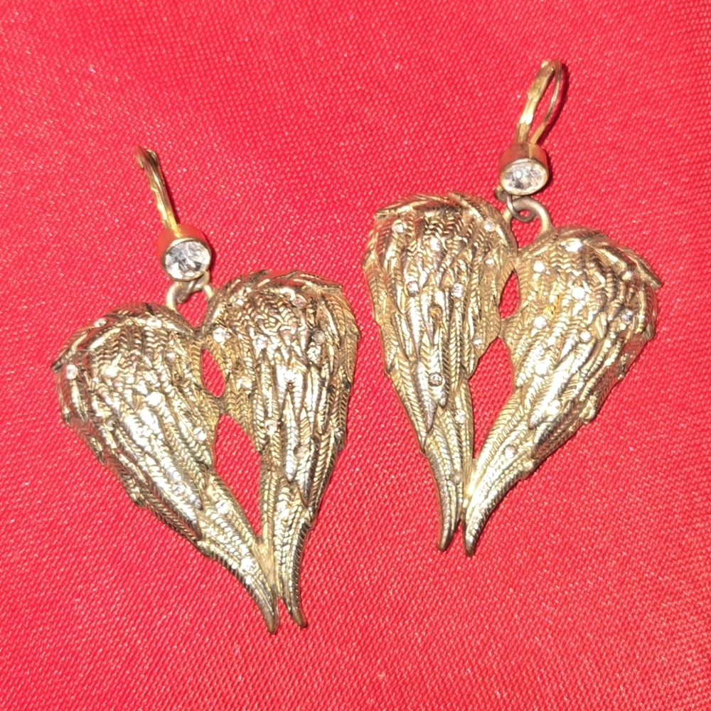 Rare Vintage Betsey Johnson Fly With Me Angel Wing Earrings